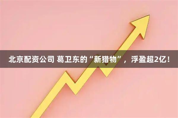 北京配资公司 葛卫东的“新猎物”，浮盈超2亿！