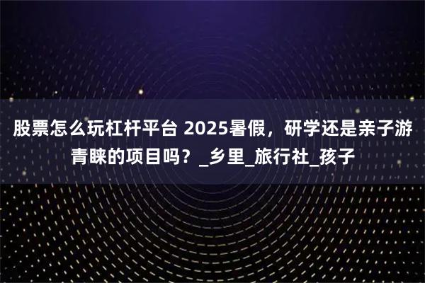 股票怎么玩杠杆平台 2025暑假，研学还是亲子游青睐的项目吗？_乡里_旅行社_孩子
